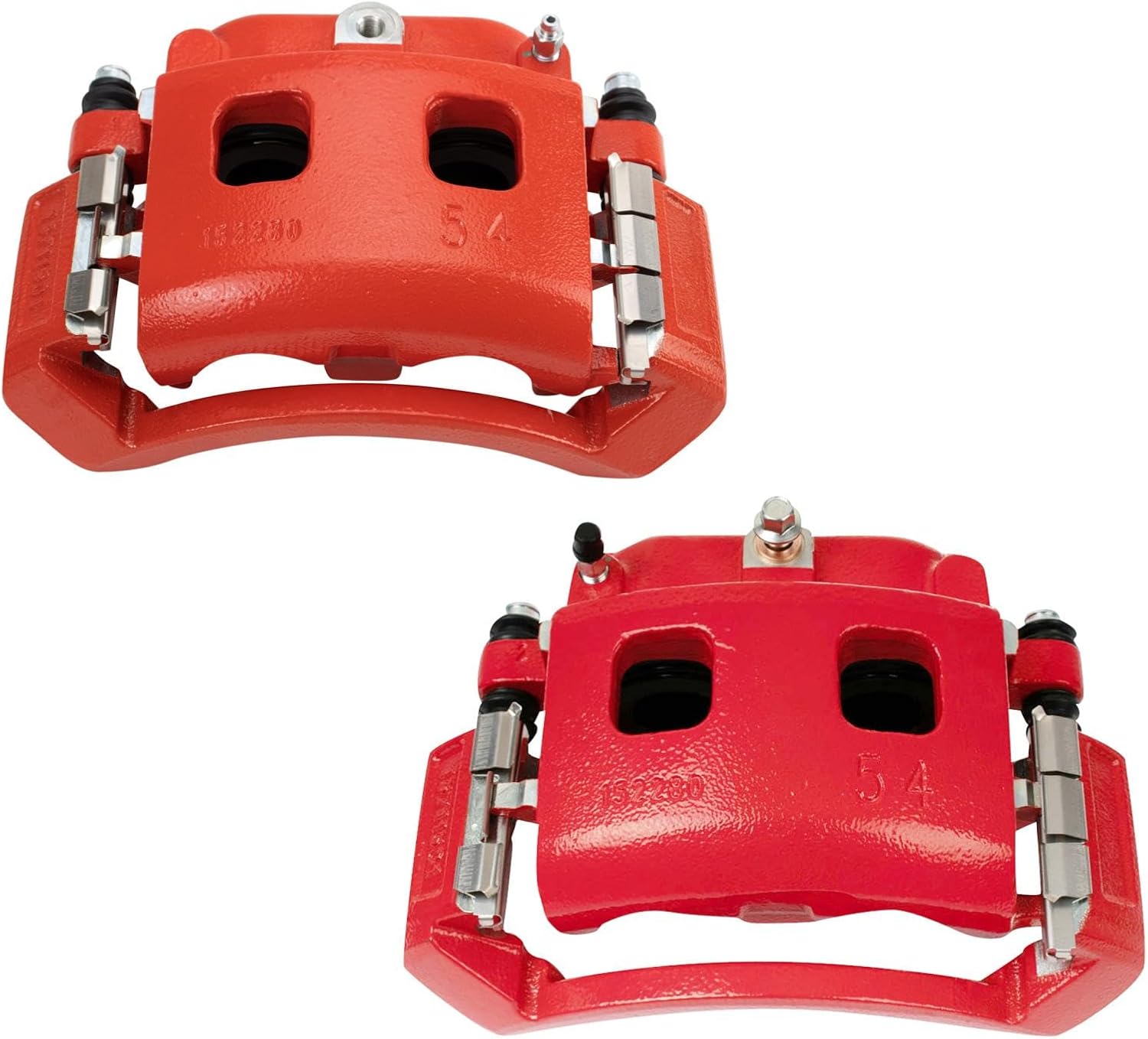 TRQ Front Brake Caliper Set Painted Red Brackets Compatible with 2002-2005 Dodge Ram 1500 2004-2006 Dodge Durango