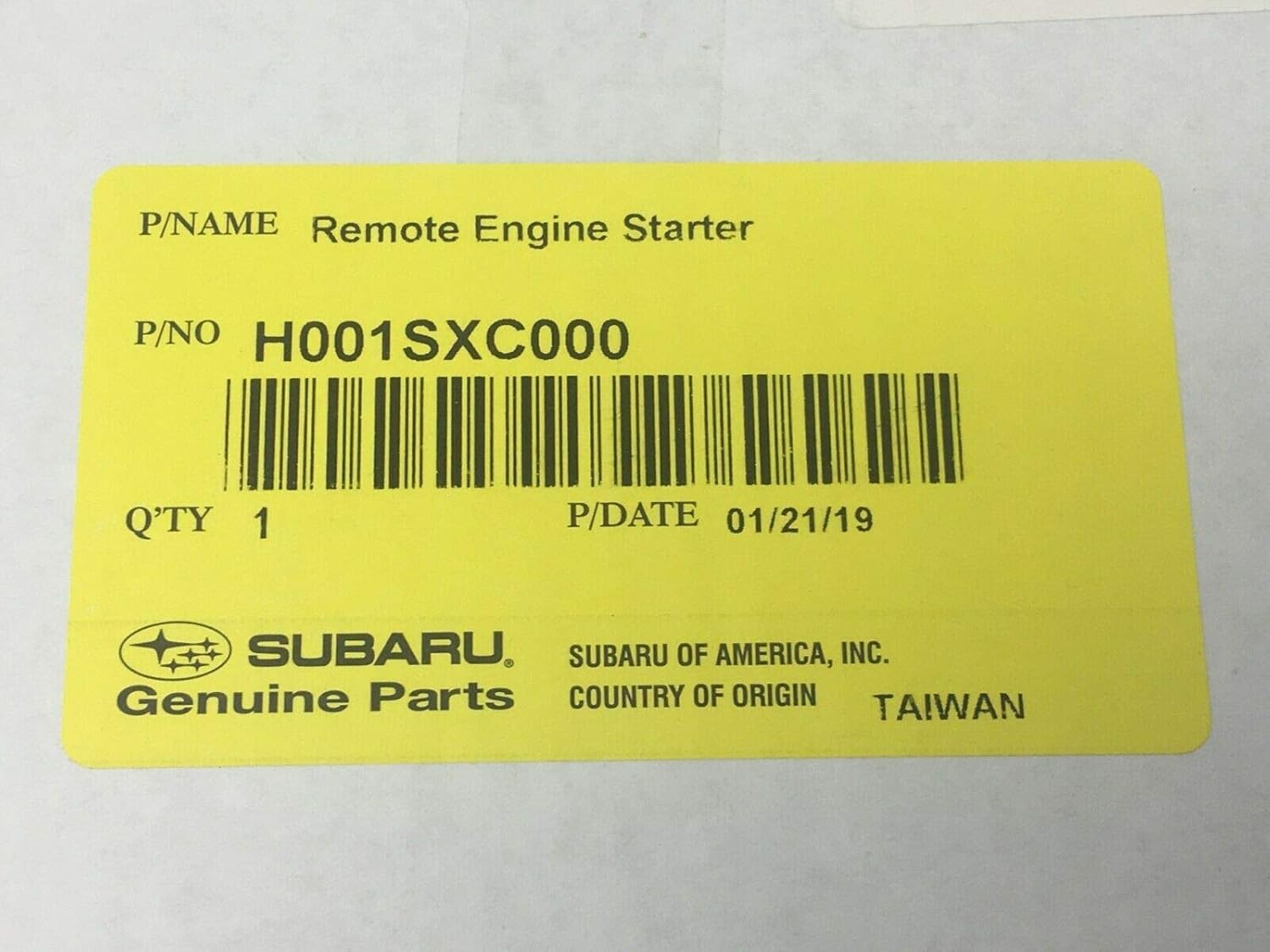 Subaru 2019 2020 2021 2022 Subaru Ascent Remote Engine Starter Push Start Models H001SXC001 OEM