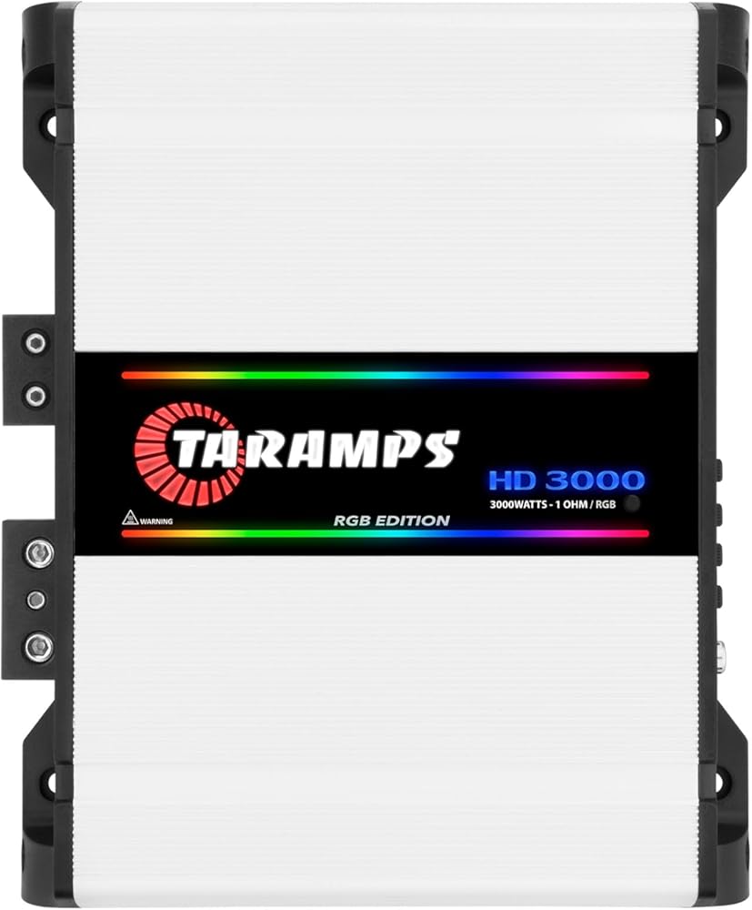 Taramps HD 3000 1 Ohm RGB Effects 1 Channel 3000 Watts RMS MAX Full Range Car Audio Monoblock LED Monitor Indicator Class D Amplifier Crossover, HD 3k