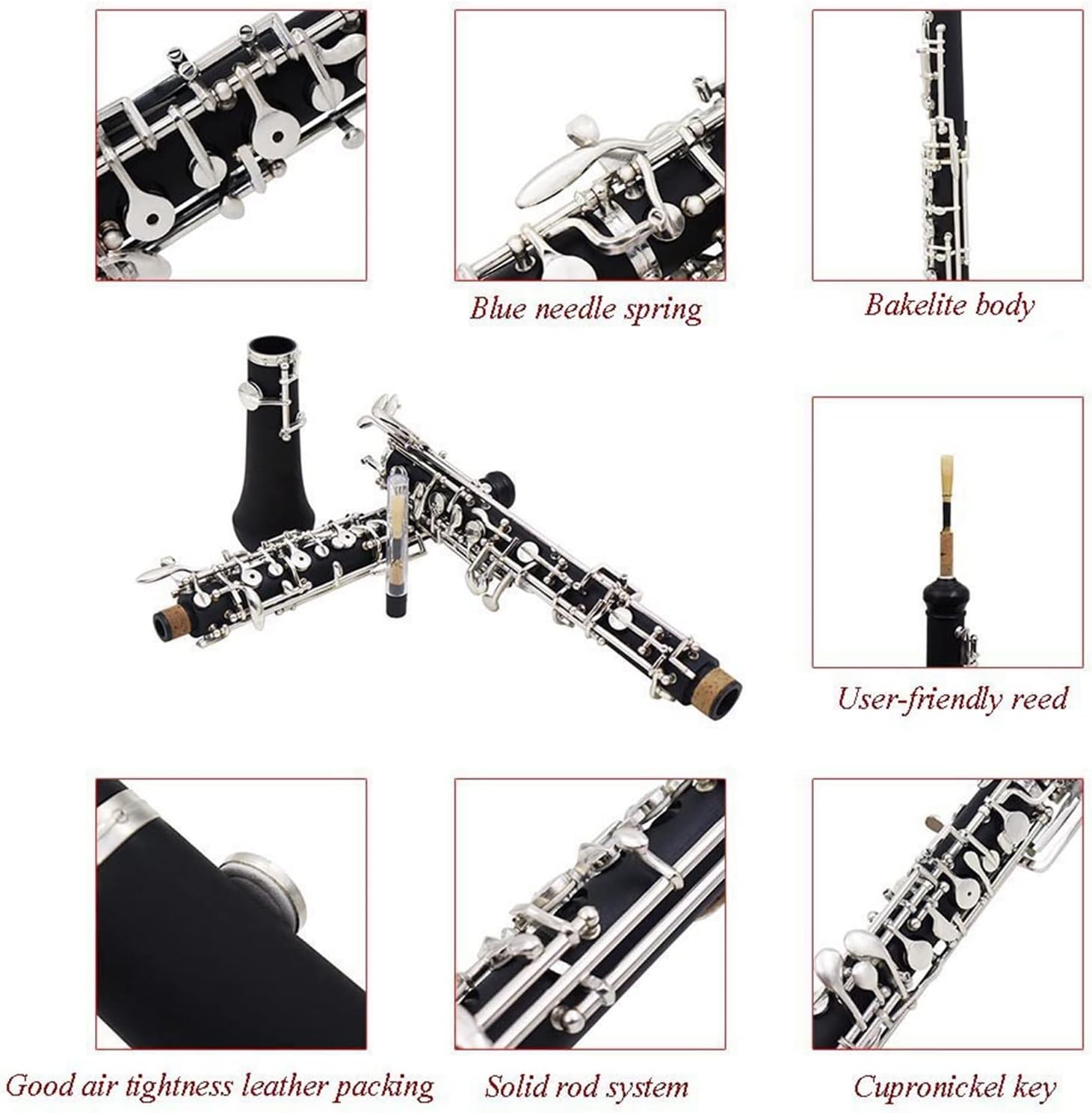 ZUZU Professional Oboe C Key Cupronickel Plated Silver Woodwind Musical Instrument for Beginner with Reed Gloves Case Bag Strap Oboe Parts