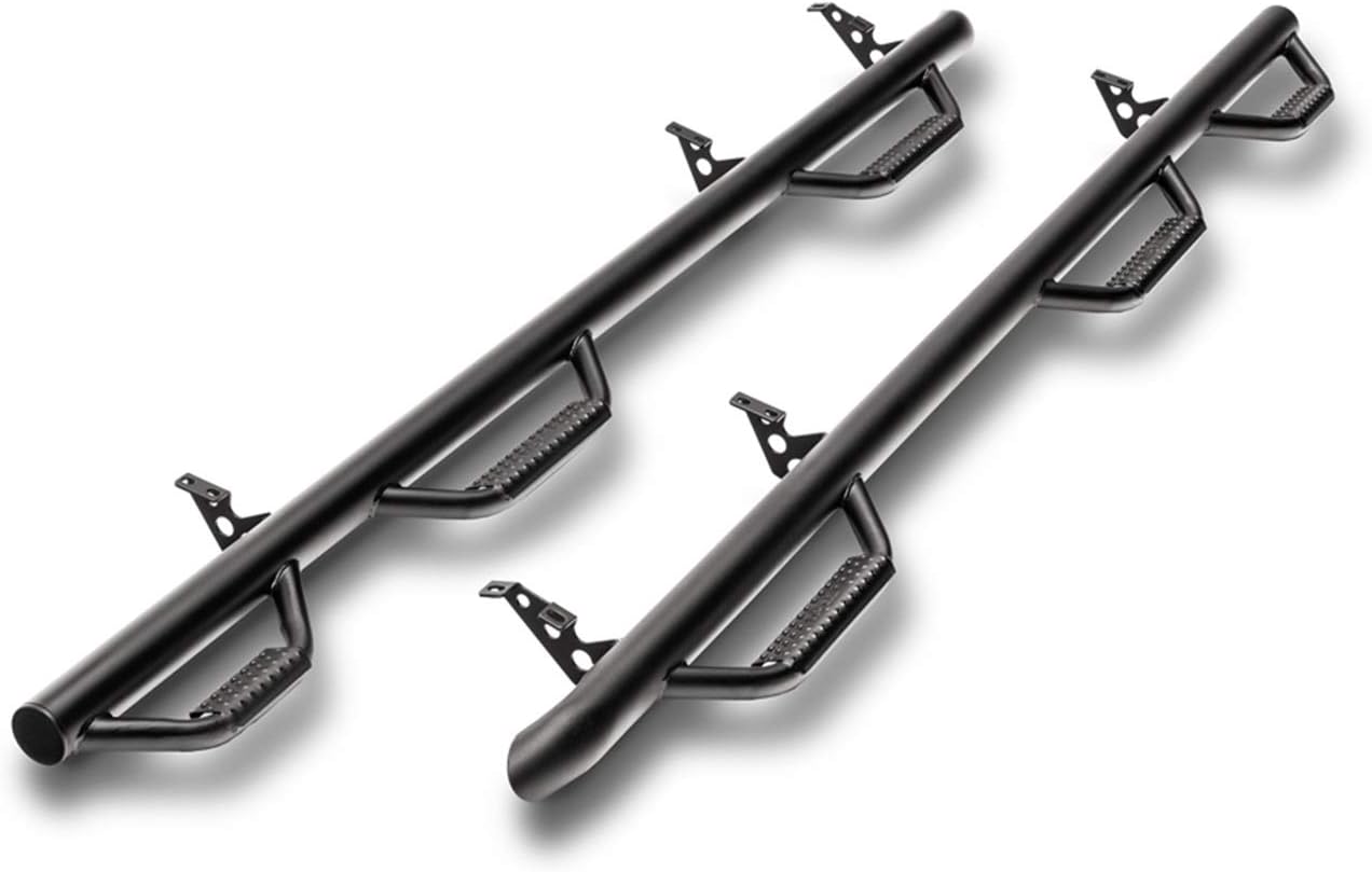 RealTruck Nerf Steps for Ford F-250/F-350 | Wheel-to-Wheel w/ Bed Access, Heavy Duty Steel, Textured Black | F17114CC-6-TX | Fits 2017 - 2025 Ford F250 / F350 / F450 Superduty Crew Cab