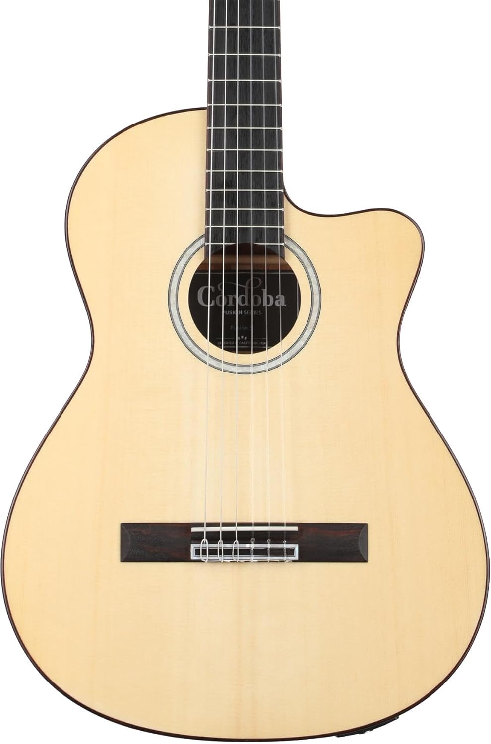 Cordoba Fusion 5 Acoustic-Electric Cutaway Nylon String Guitar, Natural, Fusion Series