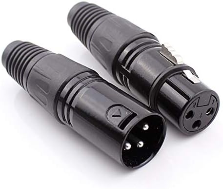 Davitu Electrical Equipments Supplies - 50pcs Audio Cable Connector XLR Adapter 3-Pin Microphone Plug Black Nickel Plated Pins - (Color: Male Female 50Sets)