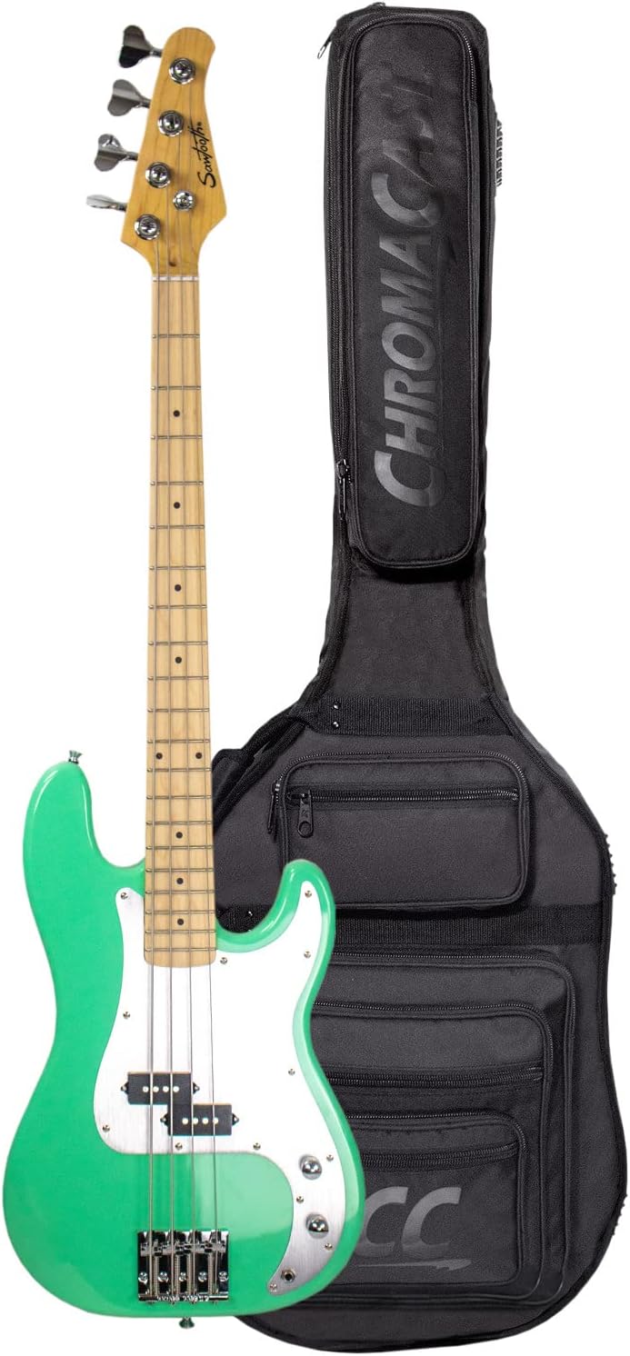 Sawtooth Americana Road Warrior Series Surf Green w Aluminum Pickguard Electric Bass Guitar