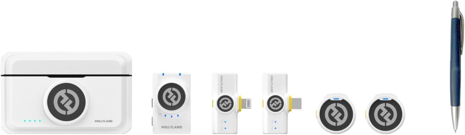 Hollyland Lark M2 Wireless Lavalier Microphone Combo Ivory White Content Creator Bundle with Accessory