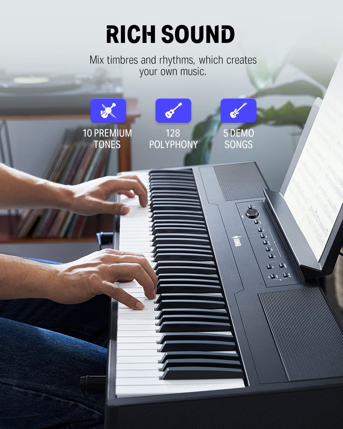 Donner DEP-45 Digital Piano Ultrathin with Pedal and Stand + DKA-20 Keyboard Amplifier