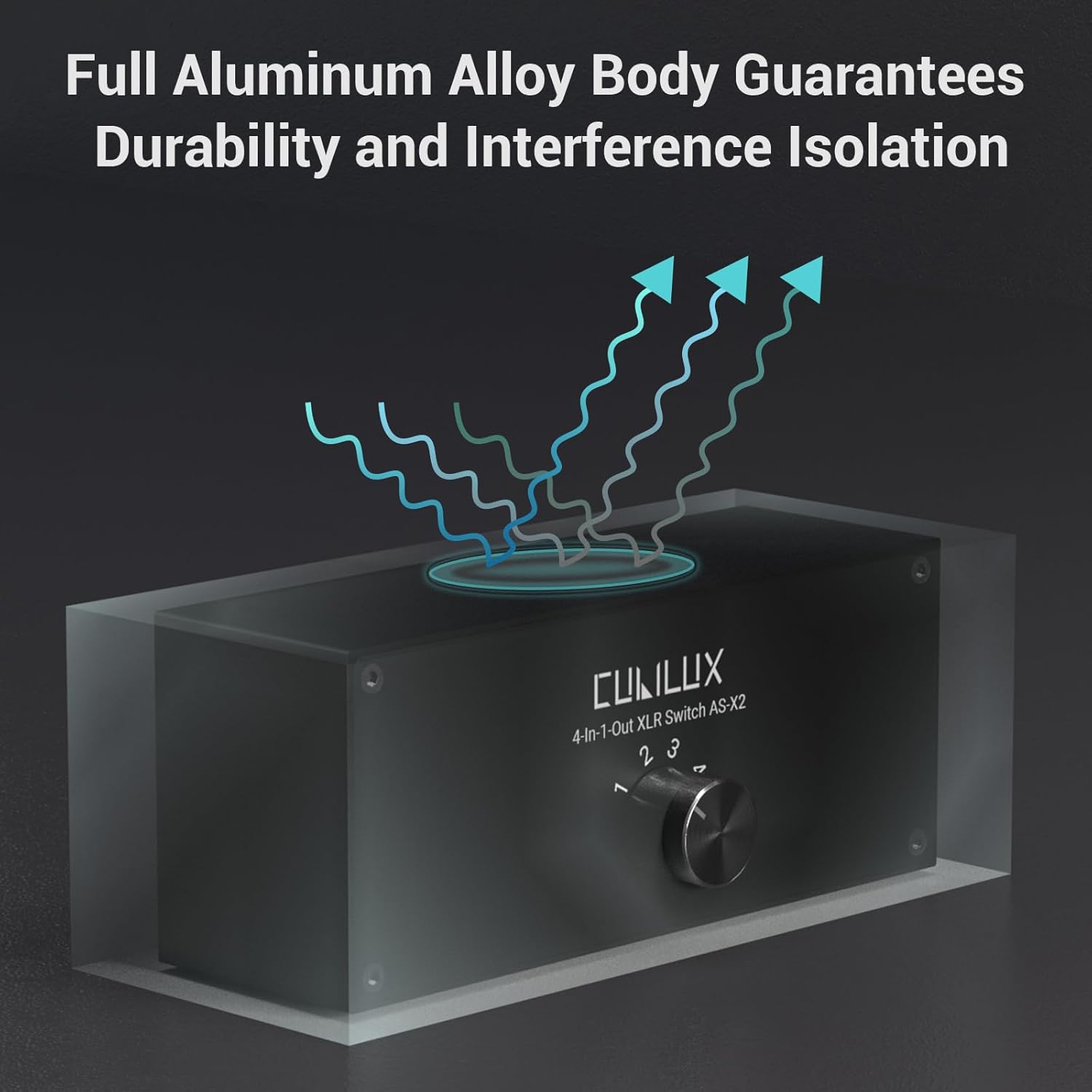 Cubilux AS-X2 4-In-1-Out Stereo XLR Selector, Passive Balanced XLR Line-in Audio Switcher, Microphone Switch Box – Full Aluminum Alloy Case, Support Phantom Power Passes Through