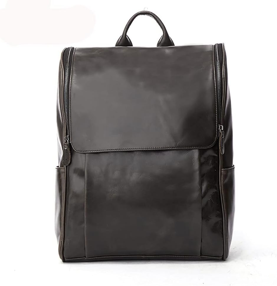 Genuine Leather Backpack, Fashion Casual Large Capacity Travel Bag, Computer Backpack for Work & Daily Use Gift Box (Coffee,Medium)