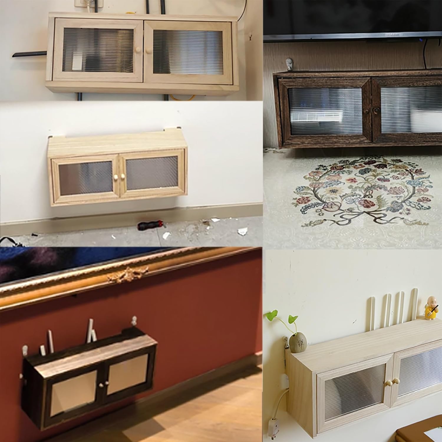 Wall Mount WiFi Router Storage Box, WiFi Router Hidden Box, Power Strip Cable Management Hider Rack by Solid Wood, Ideal for Home and Office Use(Wood,50x15x20cm/20x6x8in)