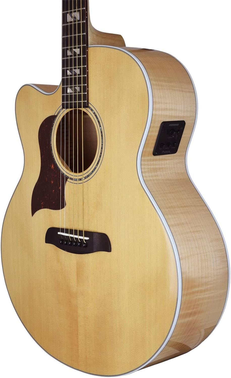 Sawtooth Maple Series Left-Handed Acoustic-Electric Cutaway Jumbo Guitar with Hard Case and Pick Sampler