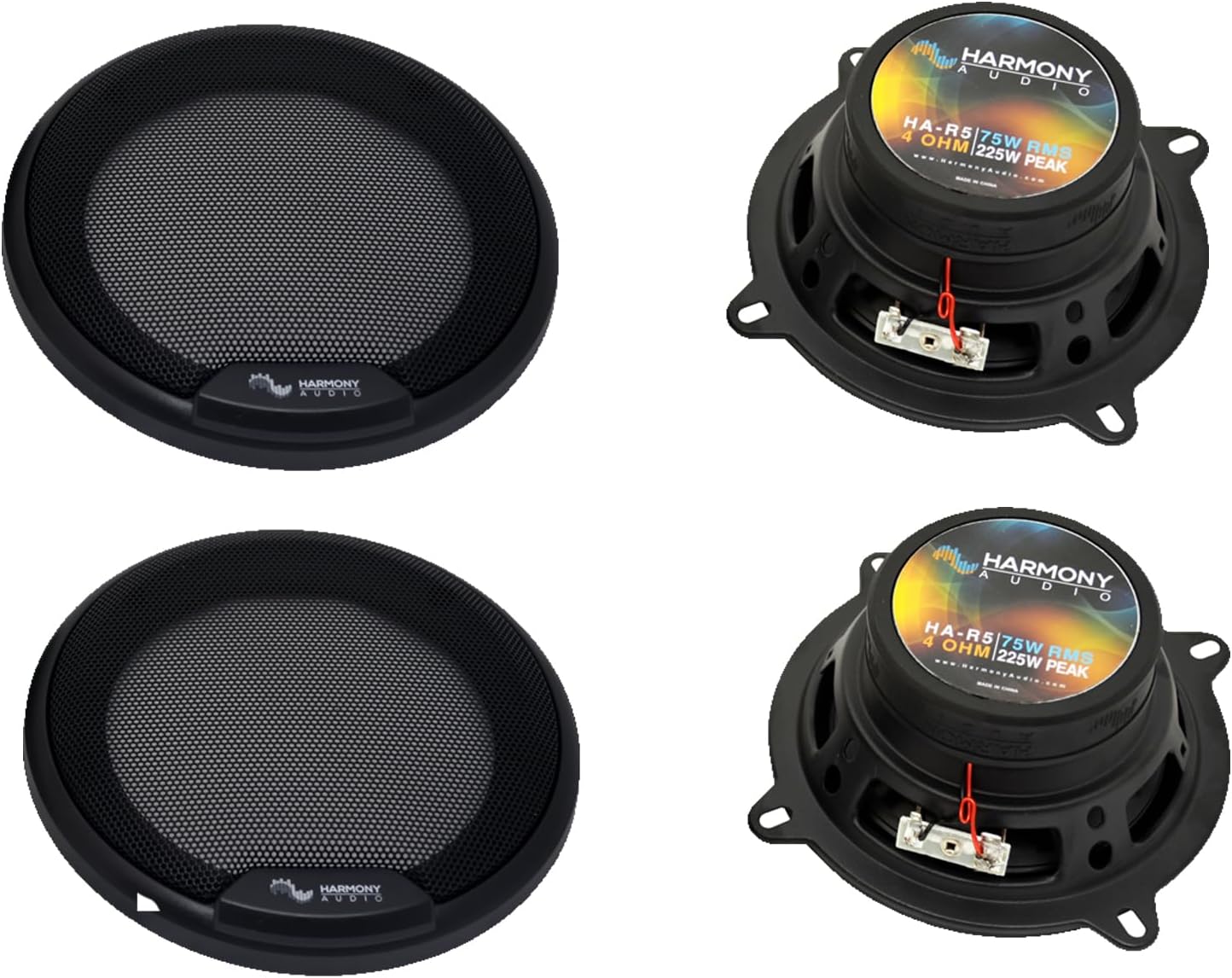 Harmony Audio R5 Compatible with Ford Fusion 2010-2012 Speaker Replacement Front and Rear Car Audio Kit Bundle with Harness