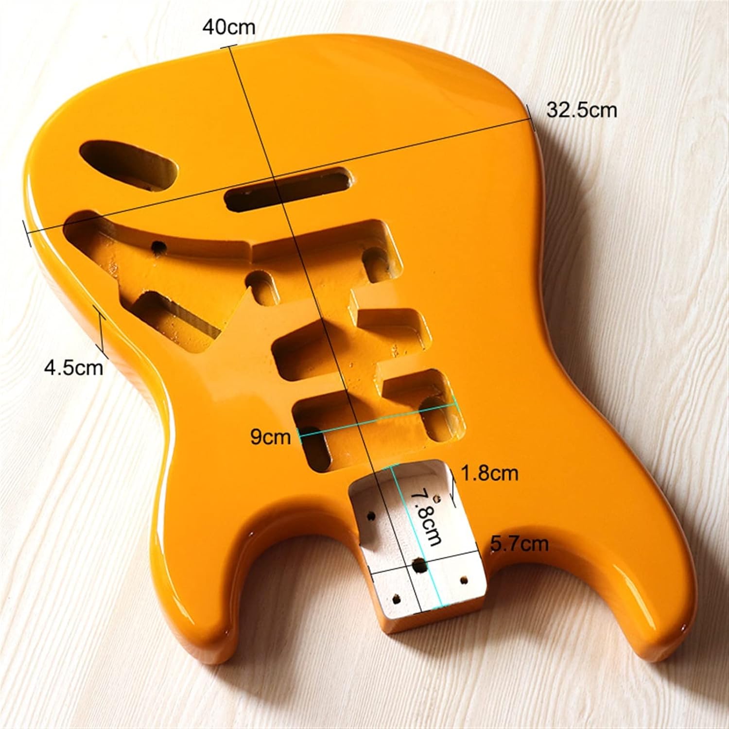 FLFL Poplar Wood Guitar Body Yellow Guitar Barrel High Gloss Finish Wood Body Electric Guitar Parts Accessories Unfinished Guitar Kit