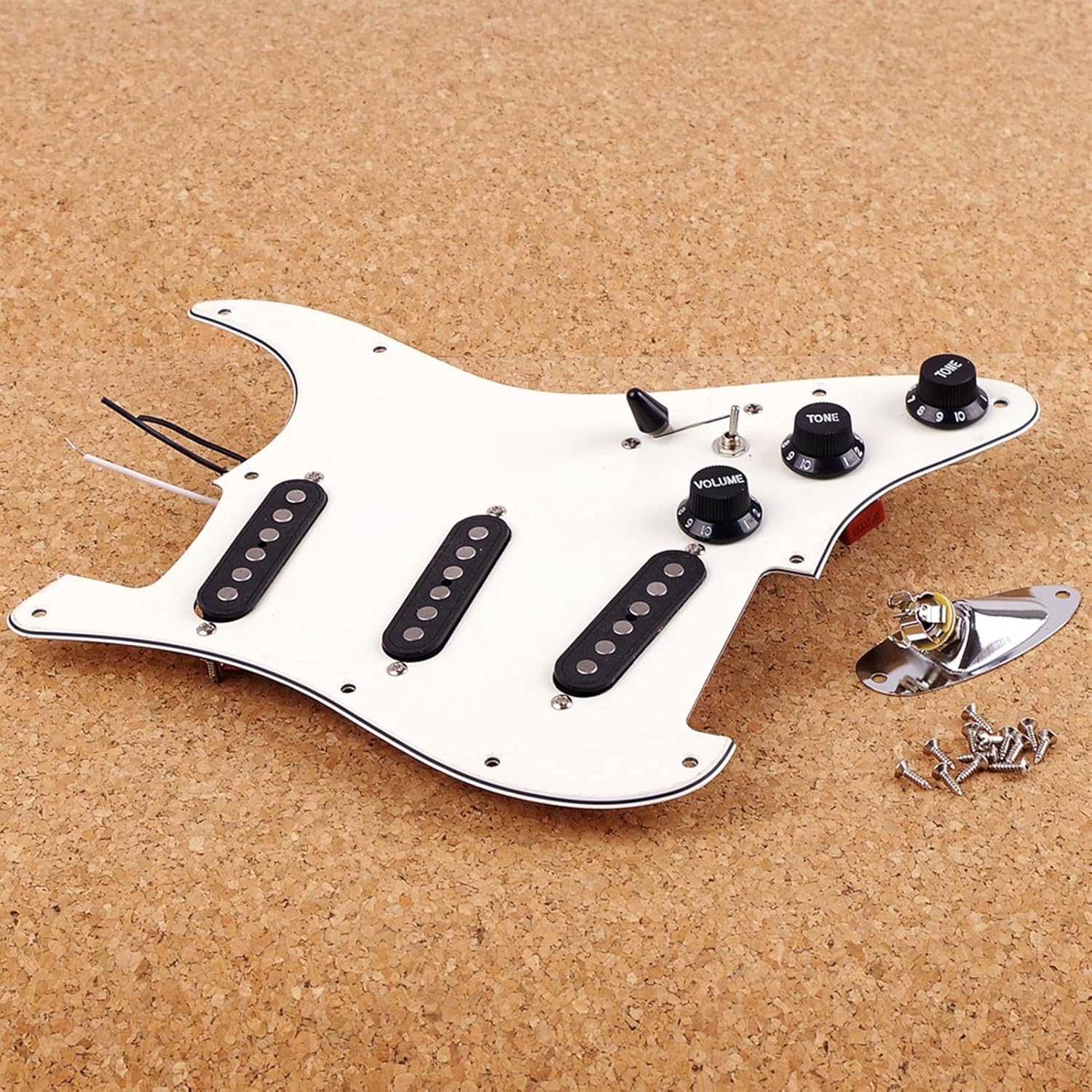 KESHUO Single Coil Electric Guitar Pickguard Pickups Loaded Prewired 11 Hole SSS Pickups Set Guitar Parts Loaded Pickguard Pre-Wired