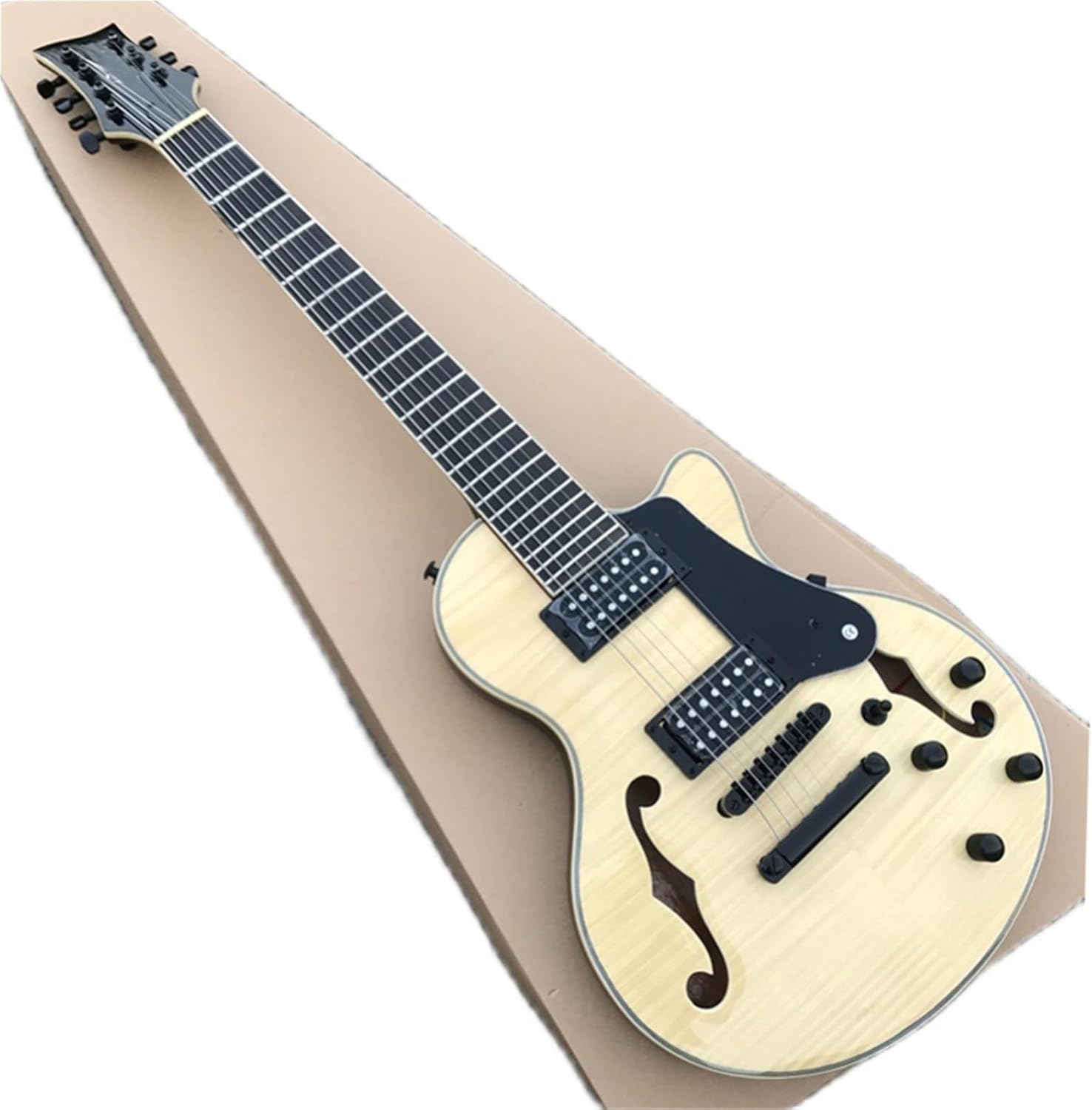 Beginner Electric Guitar Kits 7 Turn Original Wood Tiger Pattern F Hole Semi Hollow Professional Small Jazz Electric Guitar