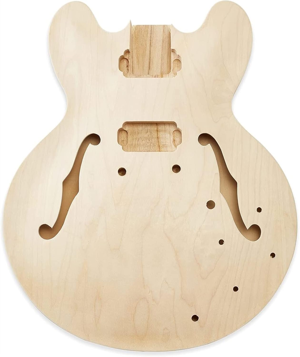 FLFL 6-Strings Semi-Hollow Quilted Basswood Top DIY Electric Guitar Builder Kit Unfinished Guitar Kit