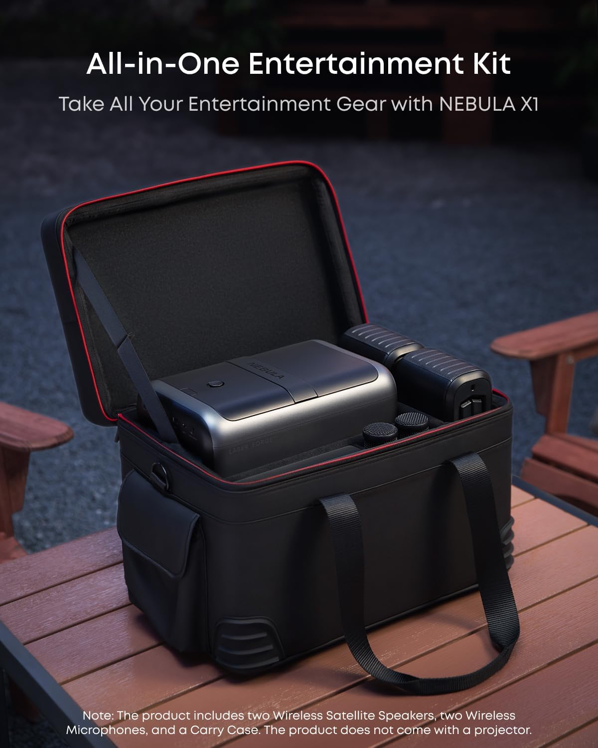 NEBULA X1 Accessory Pack for Projector, With Wireless Satellite Speakers, Wireless Microphones, Carry Case, All-in-One Entertainment Kit, Compatible with NEBULA X1, For Party, Karaoke, Portable Cinema