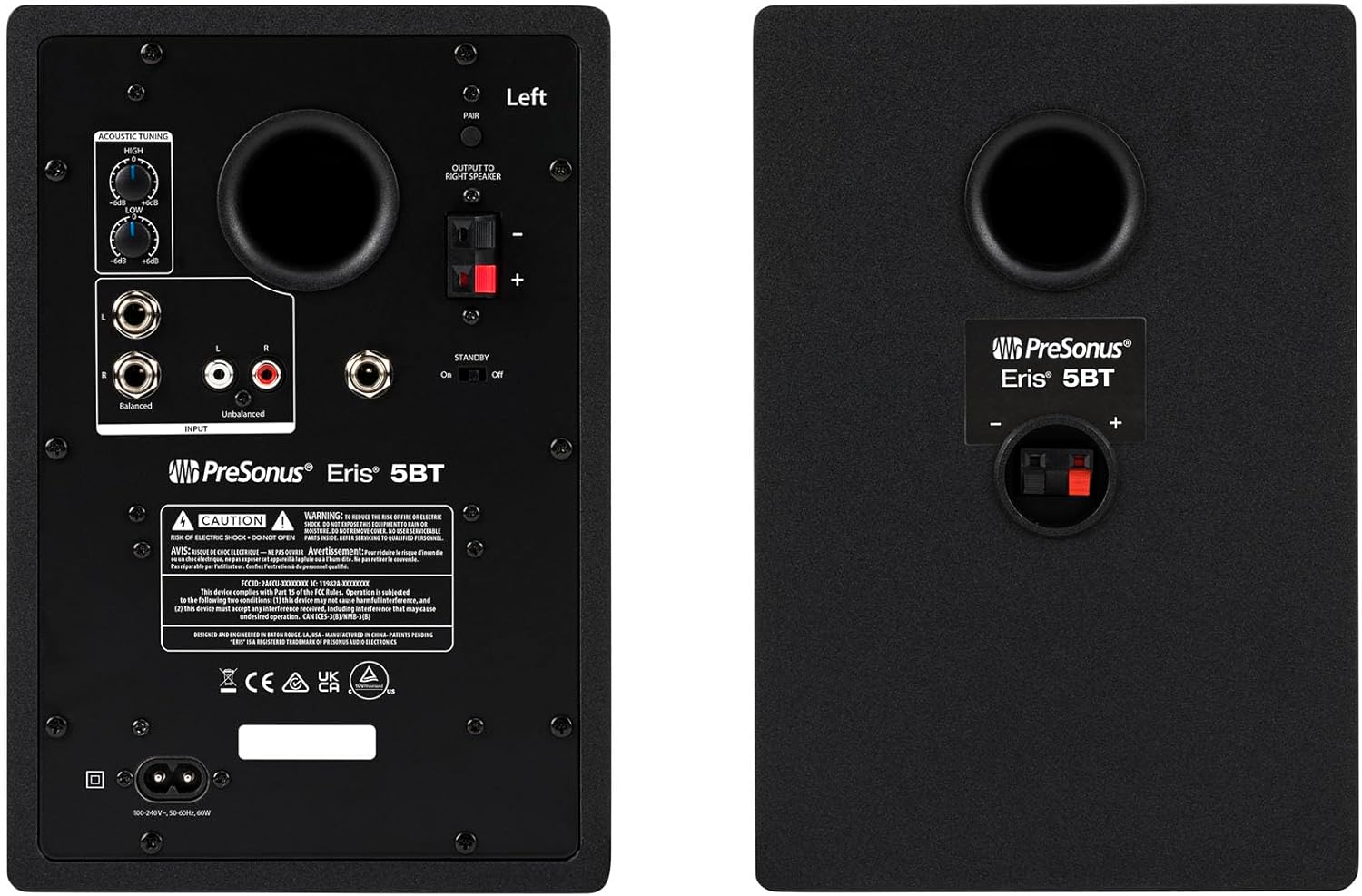 Audiosavings Bundle: (1) Pair Presonus Eris 5BT 2nd Gen Studio Monitors Speakers w/Bluetooth Bundle with (1) Rockville PRO-M50 Studio Headphones w/Detachable Coil Cable,Case+Extra Ear Pad (3 Items)