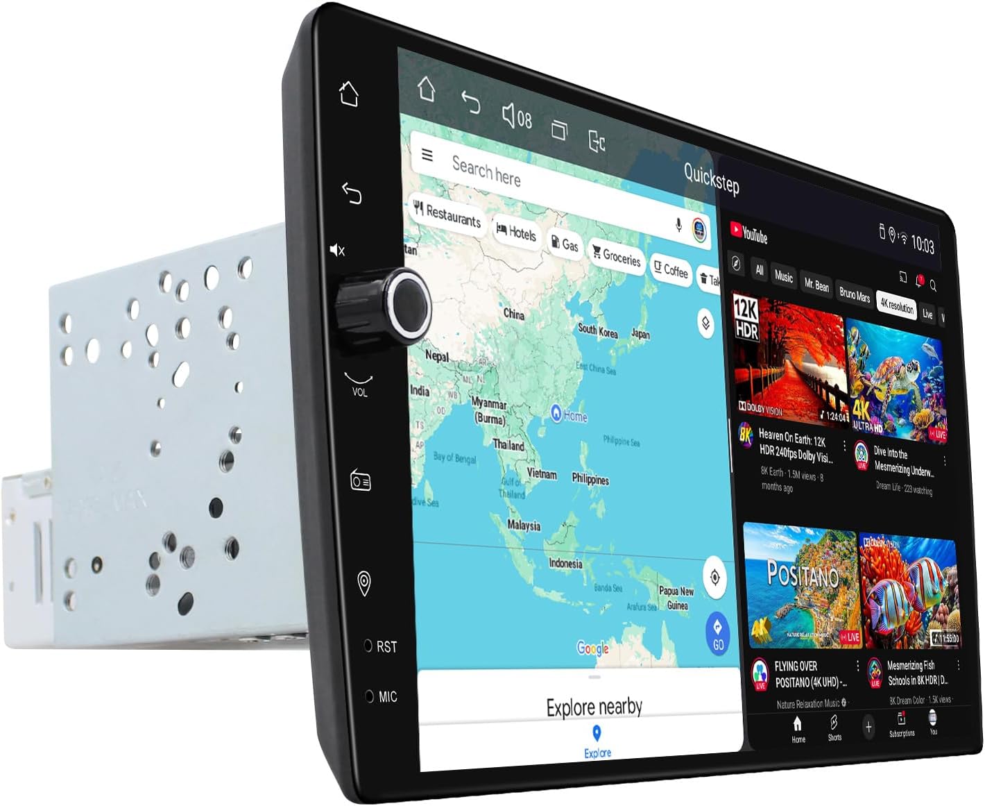 JOYING Double Din Radio 10.1 Inch Car Stereo with Apple Carplay & Android auto, Android 13 Head Unit 4GB+64GB with Volume Knob, Mirror Link, AM/FM, Bluetooth, SWC, GPS (JY-UTD08N4)