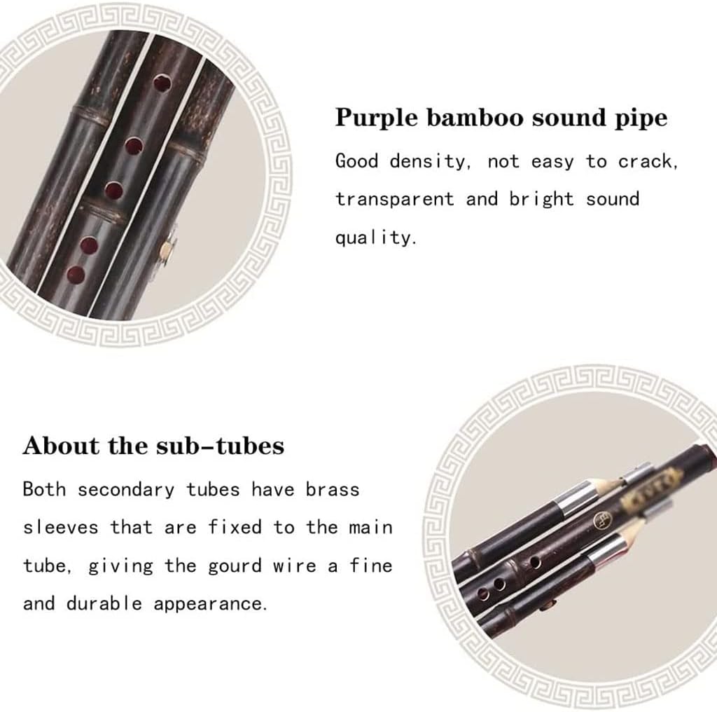 Cucurbit Flute Orchestra Bamboo Musical Instrument Children Adult Cucurbit Flute Professional Playing Cucurbit Piccolo with Crisp Sound (Size : Key G)