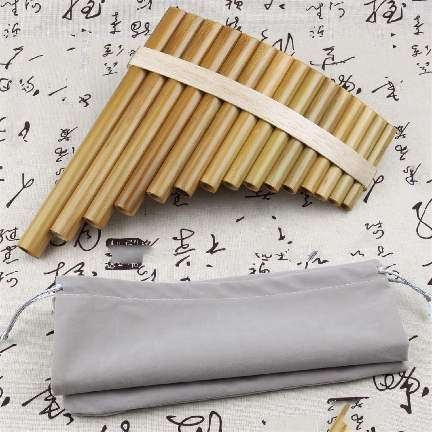 TSTS Beginner Pan Flute 15 Pipes Pan Flute G Key Folk Musical Instruments Woodwind Instrument Handmade Pan Pipes