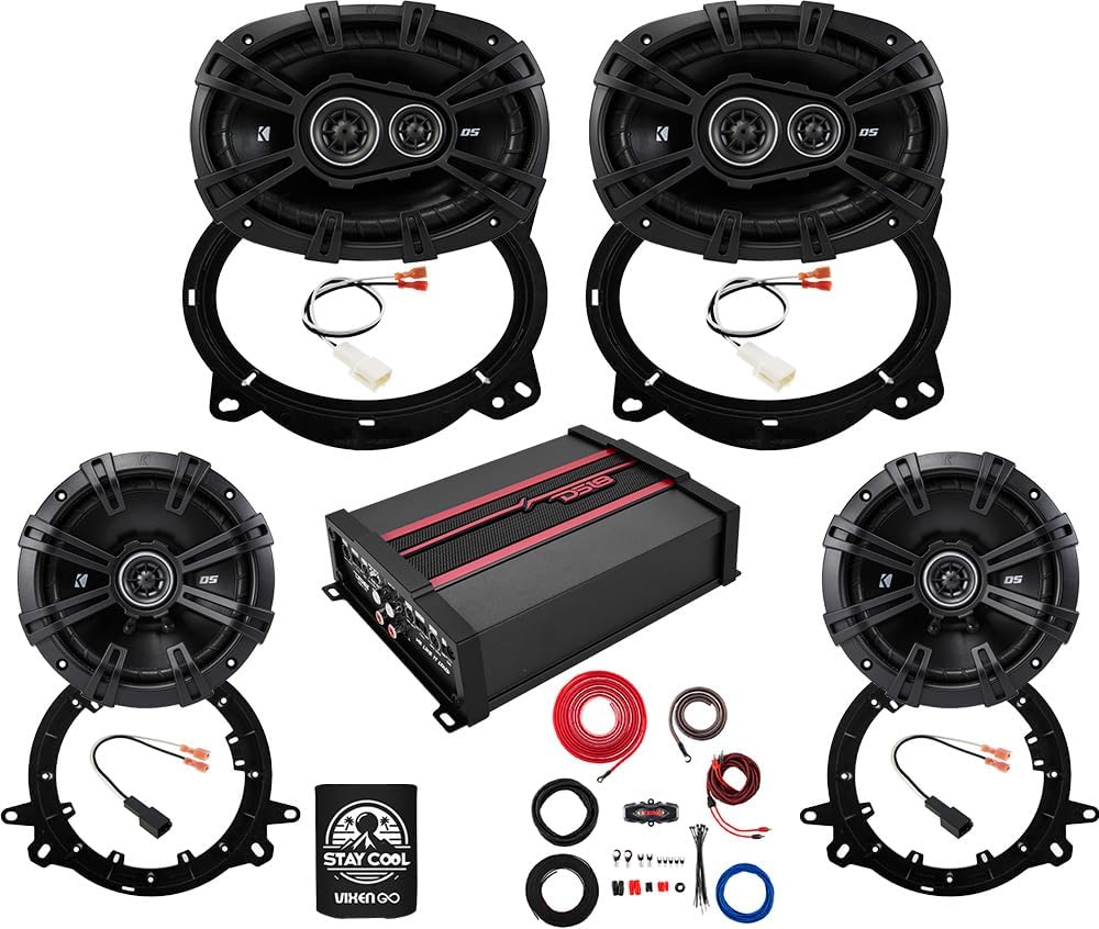 KICKER Speakers 6X9 & 6.5 inch for Toyota Tacoma 2019-2022 Upgrade Kit - 2 Pairs of DS Series with Amplifier, Amp Kit, Adapters and Harness, Car Audio Front & Rear Door Speaker 43DSC69304 & 43DSC6504