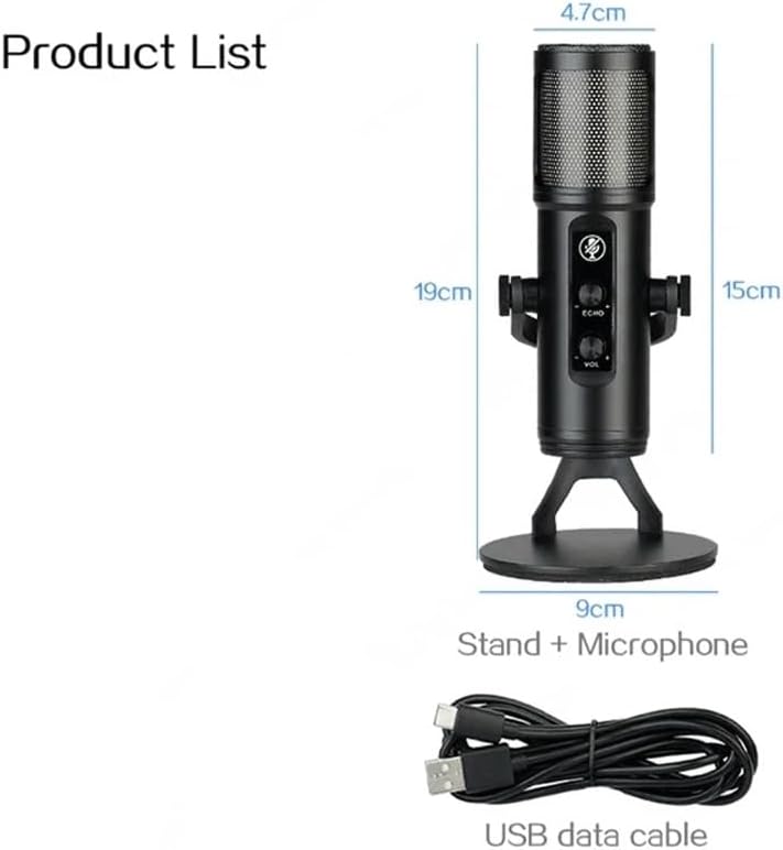 USB Microphone Studio Professional Condenser Microphone for PC Computer Recording Streaming Gaming Singing Mic (D As Shown) (D As Shown)