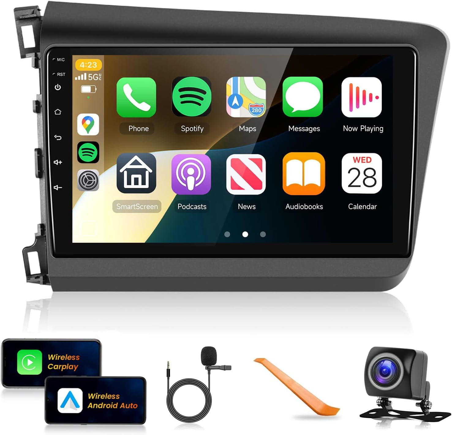 Car Radio Stereo for Honda Civic 2012 2013 2014 2015 with Wireless Carplay Android Auto 9