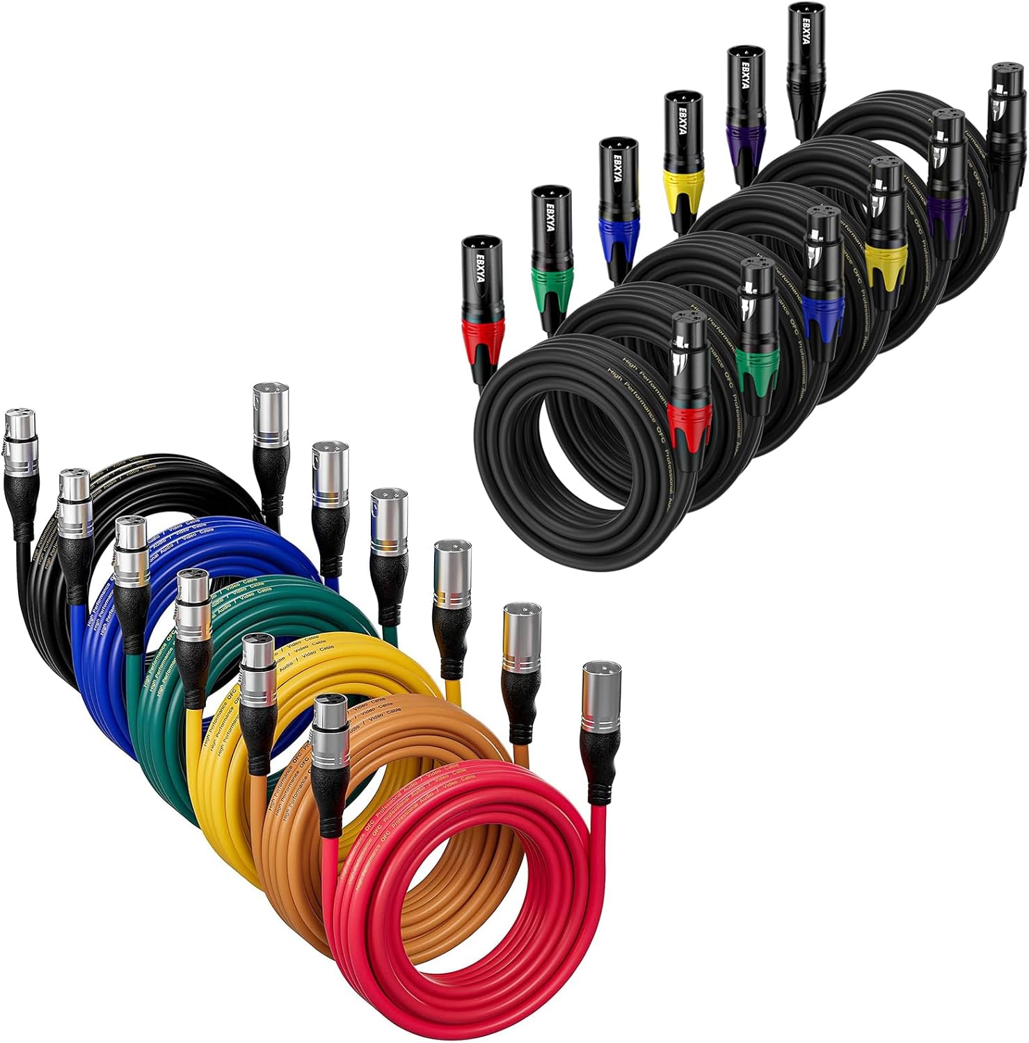 EBXYA Colorful XLR Cable 25ft 6Packs&XLR Cable 10ft 6Packs