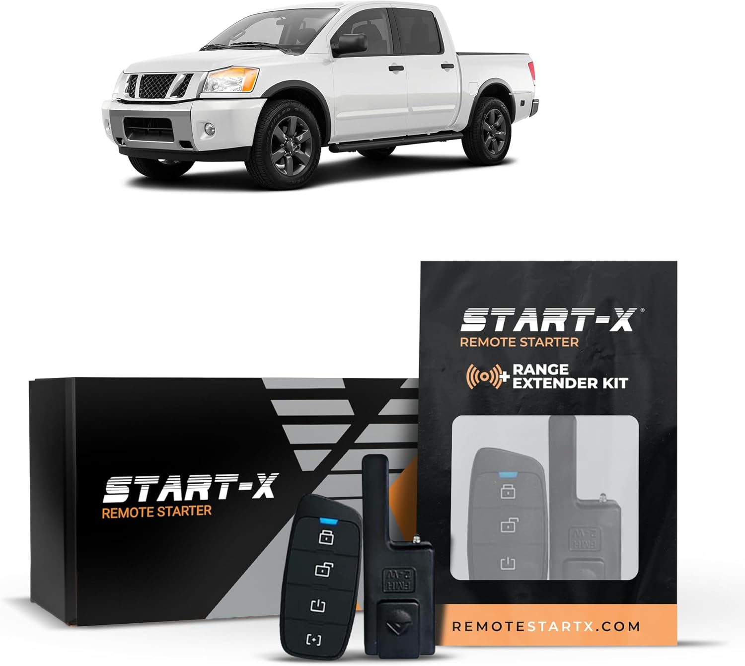 Start-X Remote Starter Kit + 3000ft 2 Way Range Extender for Nissan Titan (2008, 2009, 2010, 2011, 2012, 2013, 2014, 2015) Vehicles with Immobilizer and Key Ignition