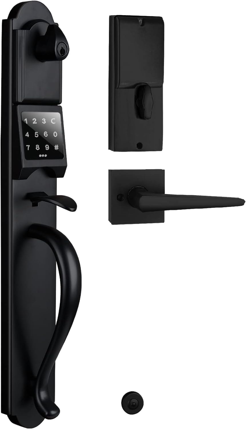 Keypad Front Door Handleset, Heavy Duty Password Exterior Door Lock Set with Deadbolt, Electronic Keyless Entry Door Lock, Right Handed