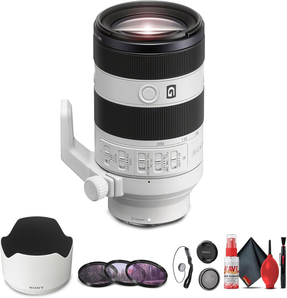 Sony FE 70-200mm f/4 Macro G OSS II Full-Frame Compact Telephoto Zoom Lens (Sony E) (SEL70200G2) + Filter Kit + Cap Keeper + Cleaning Kit (Renewed)