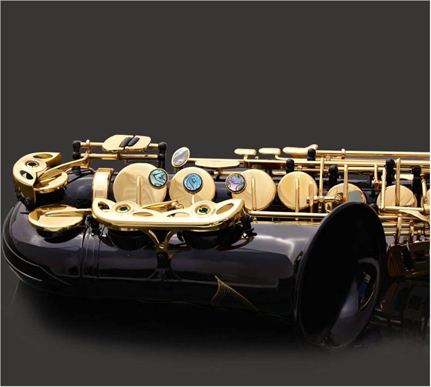 Saxophone Straight E-Flat Alto Saxophone Pearl Black Carving Craft Professional Grade Key Type Woodwind Instrument