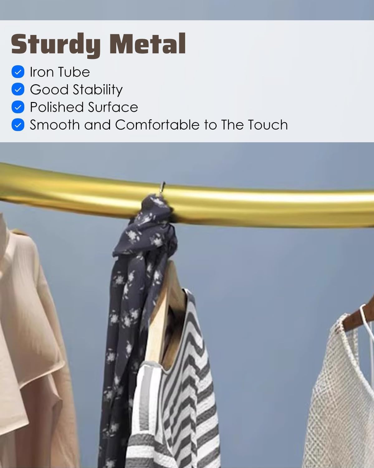 Closet Rod C Shaped Corner Closet Bar, Curved Fitting Room Hanging Clothes Pole for Retail Mall Boutique Bathroom(Gold,80x80cm (31.5x31.5