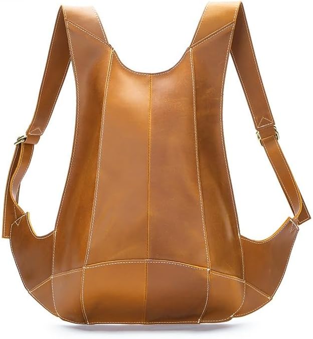 Luxury Genuine Leather Backpack Creative Insect Design Double Strap Shoulder Bag for Men Women Unique Style (Brown)