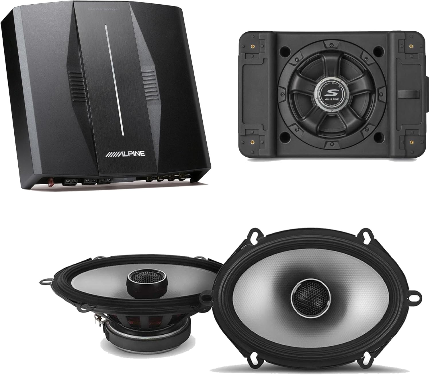 Alpine PXE-C80-88 OPTIM8 8-Channel Hi-Res DSP Amplifier w/SS-SB12 Subwoofer, S2-S68 Bundle