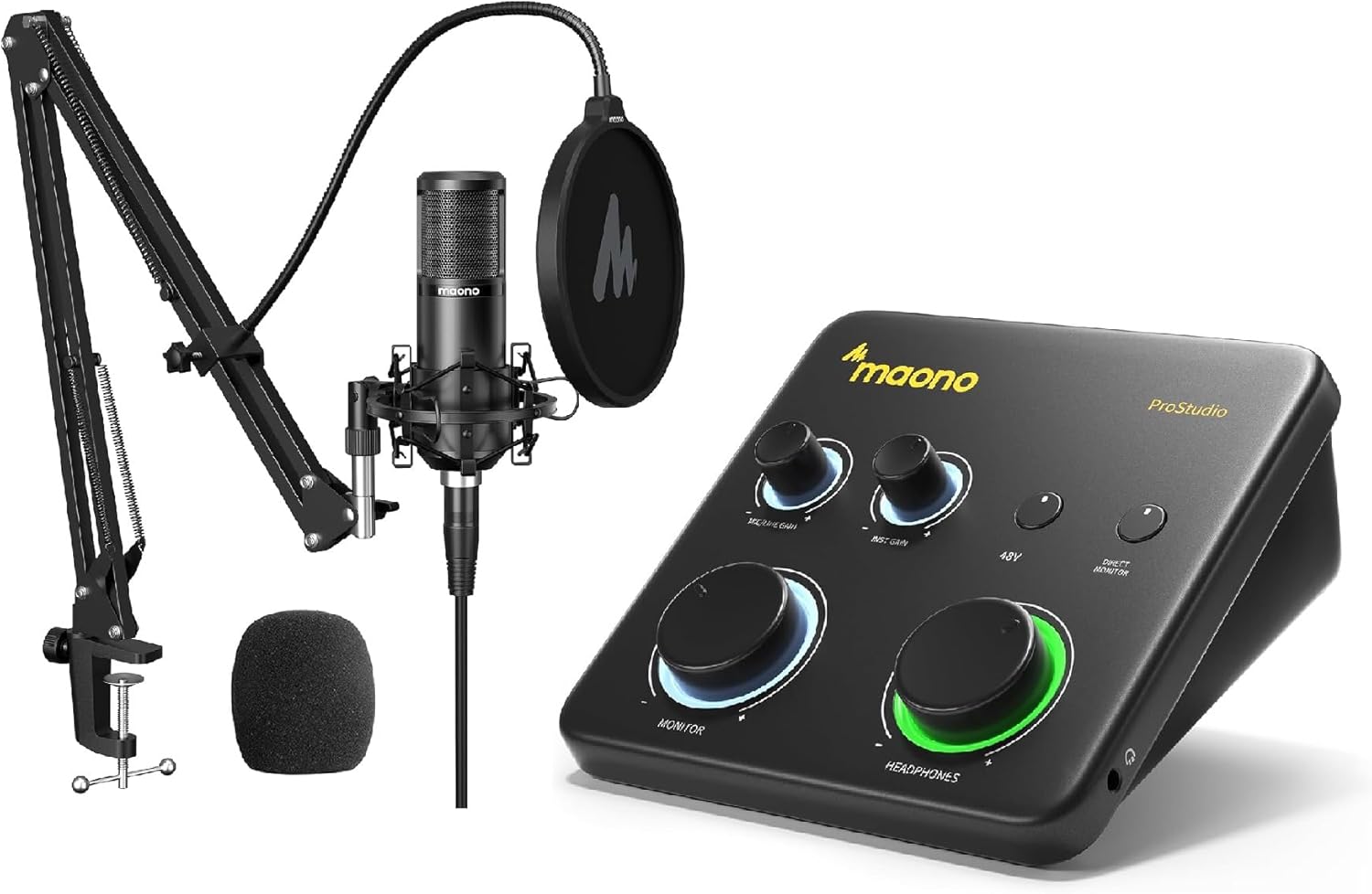 MAONO USB Audio Interface for PC & XLR Dynamic Microphone: Interface with XLR Input 24-bit/192kHz Routing Software Loopback for Recording Music, Guitar, Podcast, Streaming