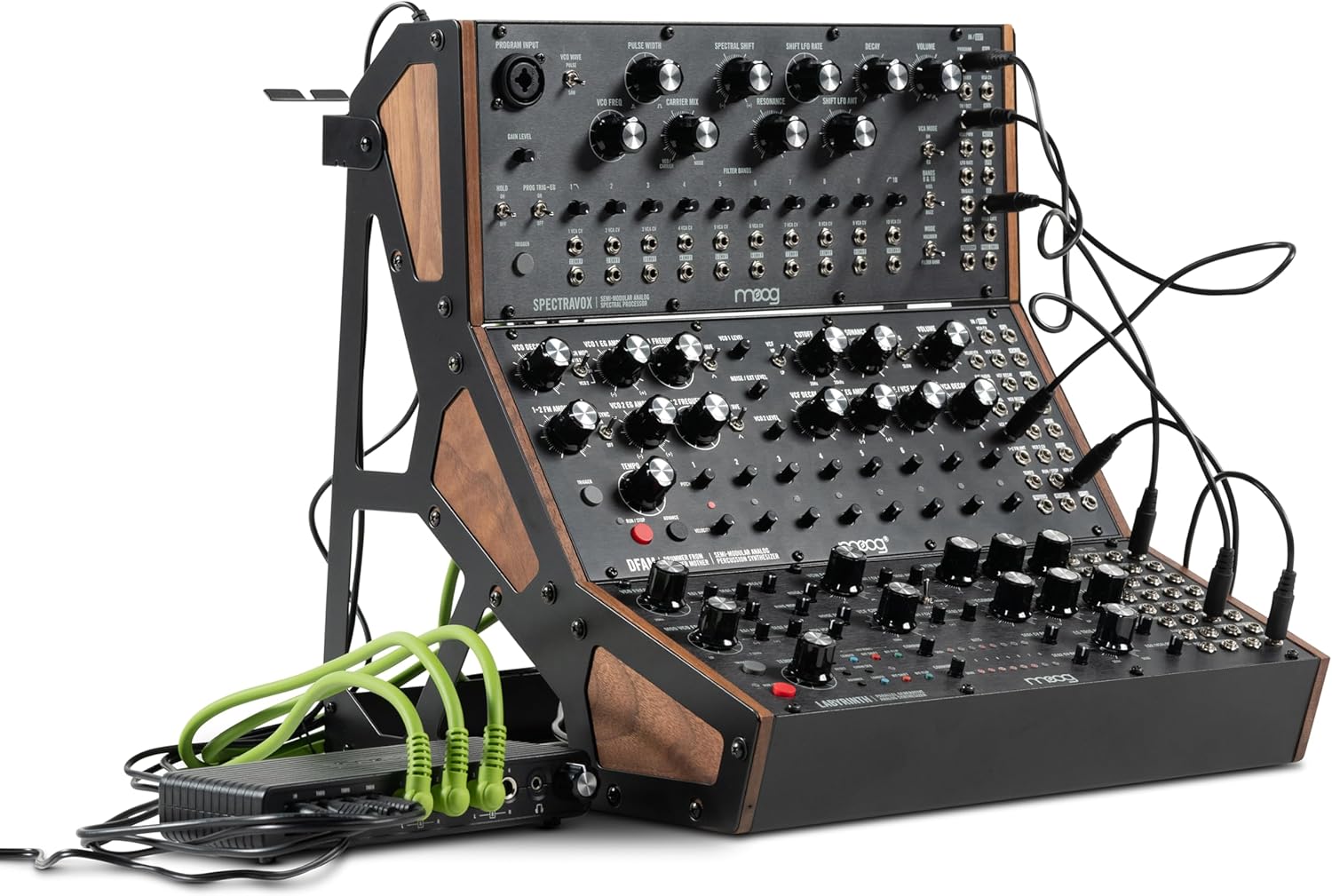MOOG Sound Studio Accessory Kit With Three-Tier Rack, Analog Summing Mixer, Dust Cover, Patch and Audio Cables, Patch Cable Organizer, Power Supply