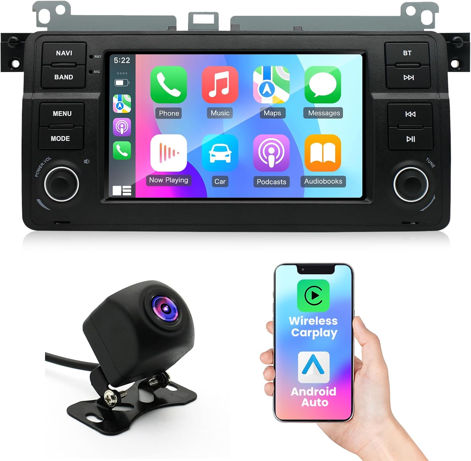 Android 14 Car Stereo Radio for BMW E46 1998-2005 4+64G Radio with Wireless CarPlay/Android Auto, 7