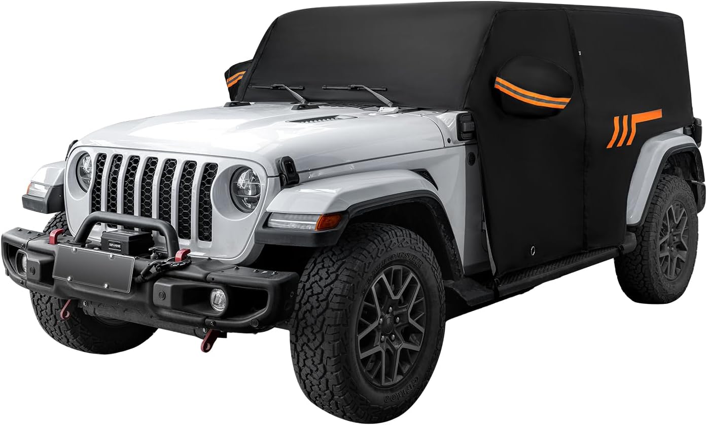 JOYTUTUS Wrangler Cab Covers Waterproof 4 Door for Wrangler JK JL 4 Doors 2007-2026, All-Weather Protection with Zipper Access, UV50+ Windproof Car Cover (Top On/Off Compatible)