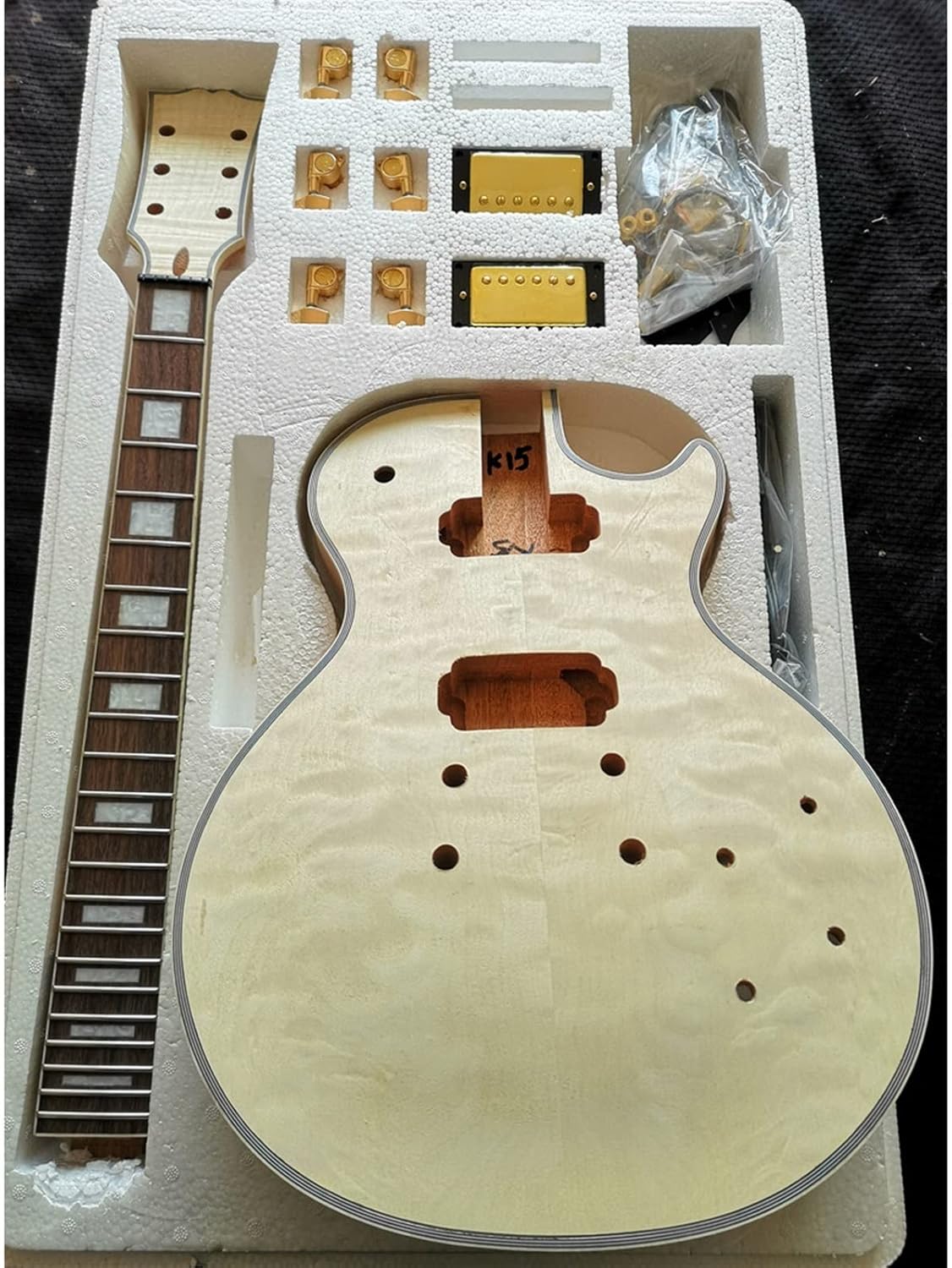 DIY Electric Guitar Kit Mahogany Okoume Body Rosewood Fingerboard Complete Electric Guitar Assembly Accessories