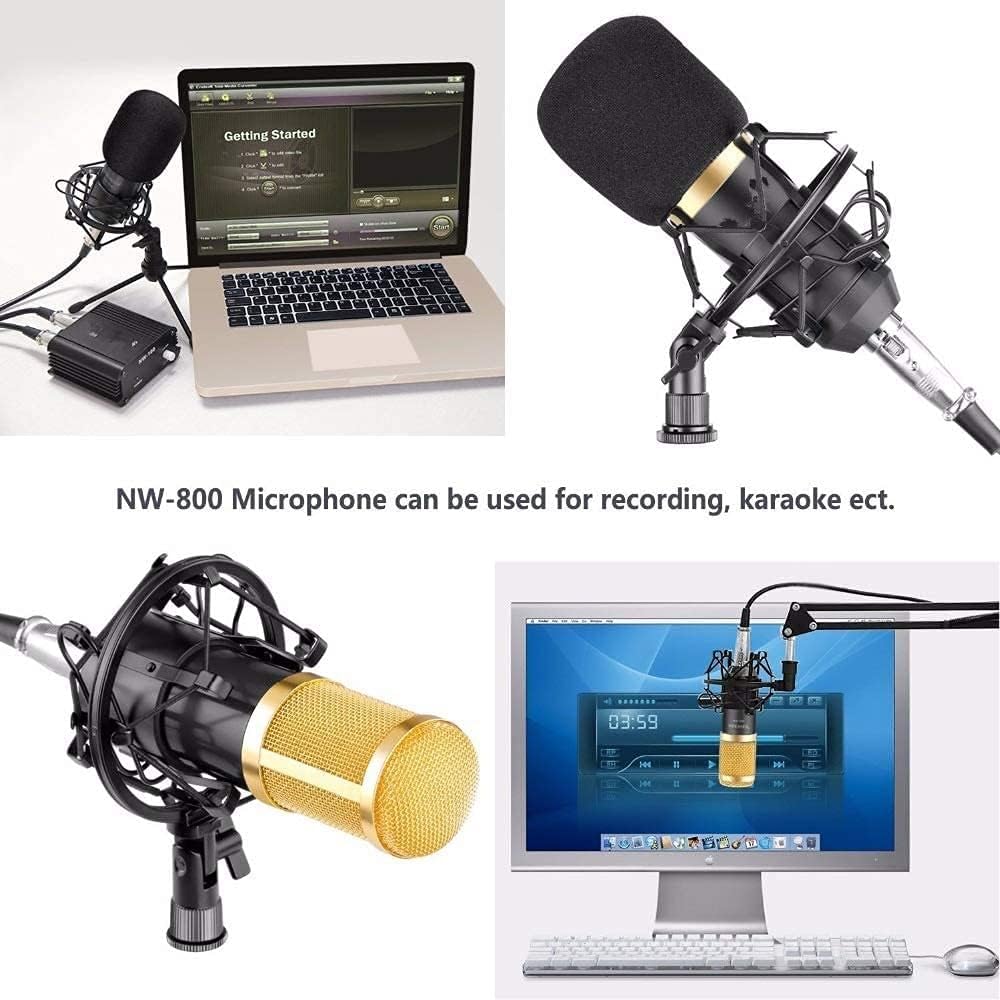 Condenser Microphone Kit:Microphone for Computer+Shock Mount+Foam Cap+Cable As Microphone for Karaoke Recording Podcast