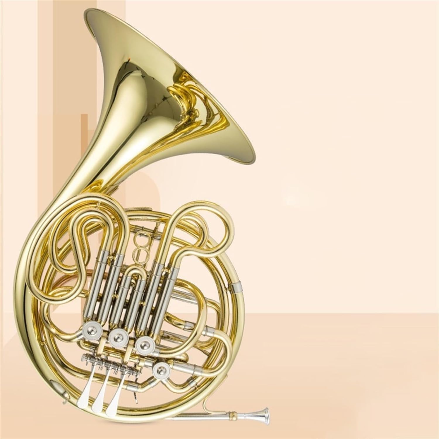 Brass French Horn Four-key Split Double Horn Instrument B Flat Three-key Double Horn Professional Performance(Size:4)
