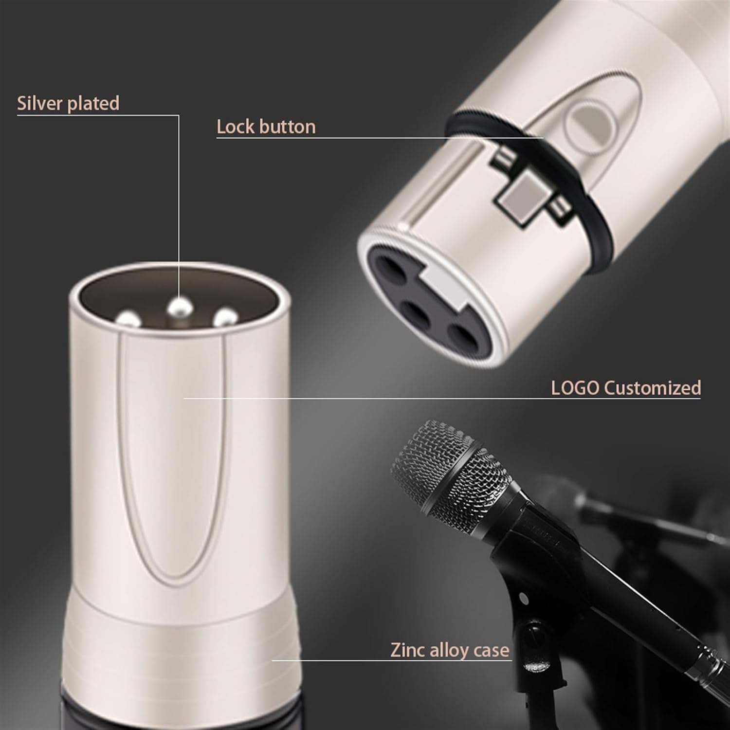 20Pcs/10sets 3 Pin XLR Female Jack Male Plug Professional 3 Pole XLR Socket Plug Microphone Cable Terminal Wire Connector Silver (Color : 10xM 10xF-Green-S)