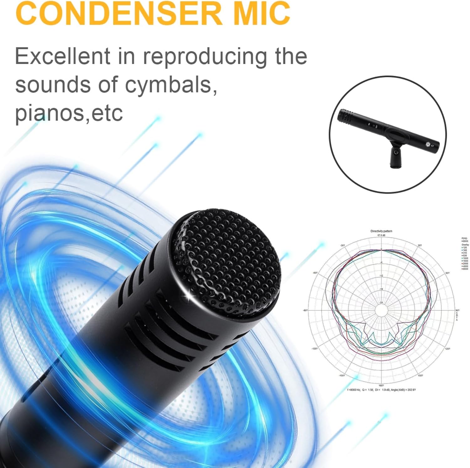 W IN-MIX G7 7-Piece Wired Dynamic Drum Mic Kit (Whole Metal)- Kick Bass, Tom/Snare & Cymbals Microphone Use for Drums, Vocal, Other Instrument Complete with Thread Clip, Mics Holder