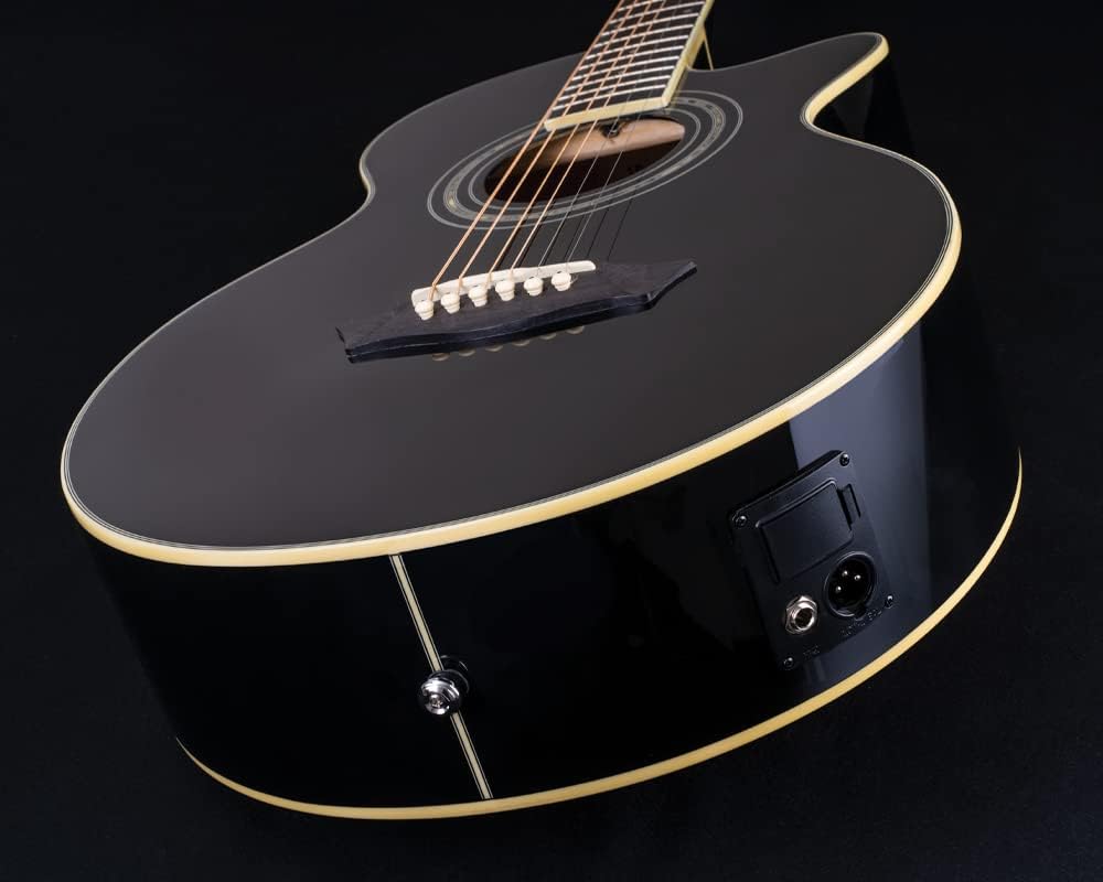 Washburn EA12B-A Festive Series Mini Jumbo Cutaway Acoustic Electric Guitar, Black