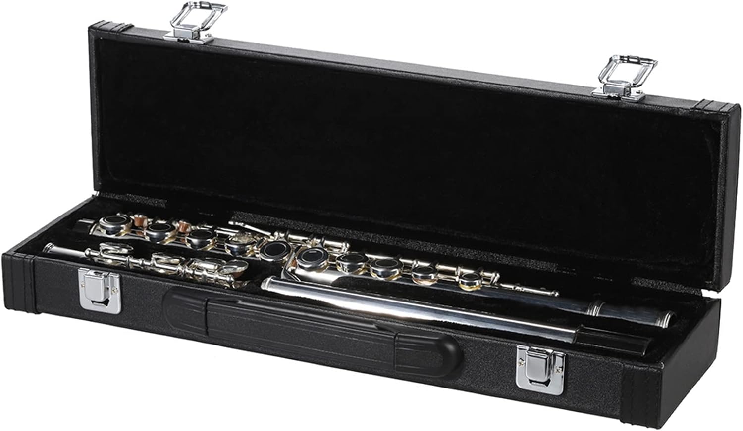 Flute Kit Flute Cupronickel Silver Plated 16 Closed Holes Concert Flute with Case Wind Instruments for Beginner Intermediate Flute