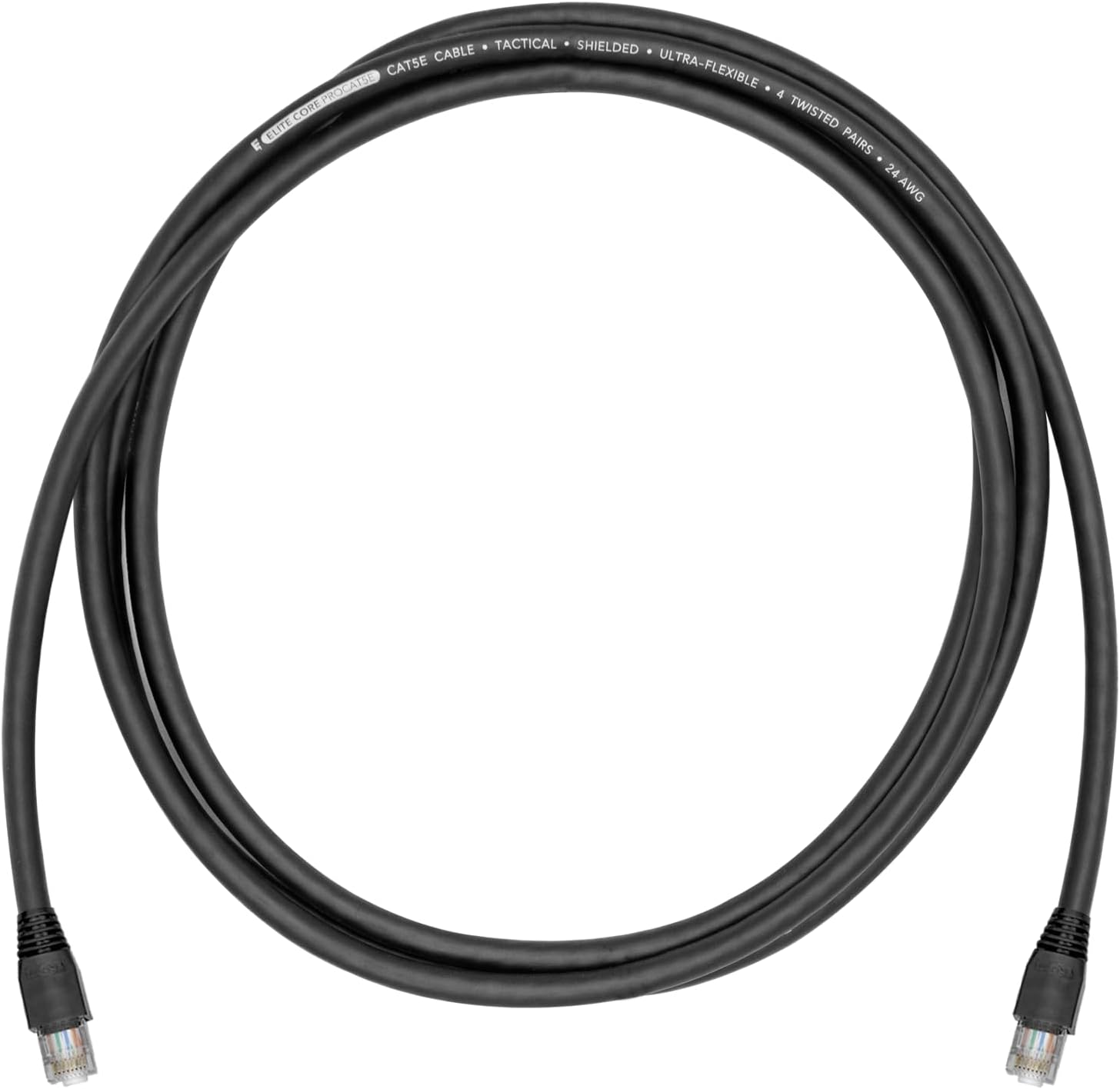 Elite Core PROCAT5E | Ultra-Flexible Shielded Tactical CAT5E | Booted RJ45 Connectors | 150' ft, 150-ft (PROCAT5E-S-RR-150)