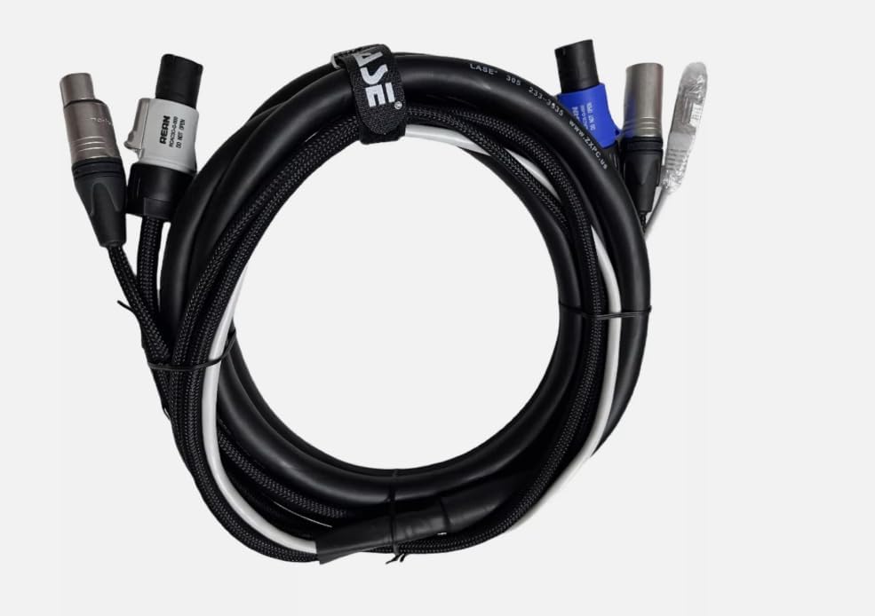 LASE 12 Ft TRIAMESE Power Audio Data Combo Cable for Line Array Powered Speaker