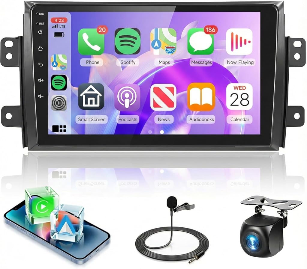 8 Core 4G+64G Qual-comm Snap-Dragon Chip Car Stereo Radio for Suzuki SX4 2006-2013, GPS+WiFi, Wireless Carplay Android Auto, 9