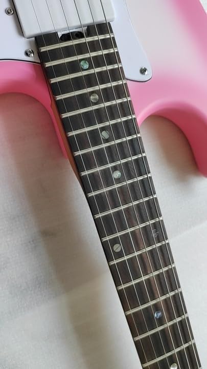 6 Strings Pink Burst over White Finish vintage Electric Guitar, Alder Body, Roasted Maple Neck, Rounded Frets, Vintage Tuners